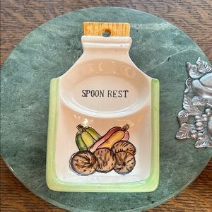 Vintage Ceramic Spoon Rest with Fruit Design Made in Japan